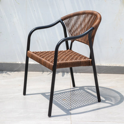 Aluminum Frame Outdoor Chairs Set of 2 PE Rope Patio Chair All Weather Bistro Chair Garden Chair for Hotel Restaurant Backyard
