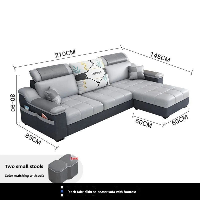 Fully Furnished Living Room Modern Fabric Sofa 3-Seater Removable Washable Cotton Linen Apartment Size