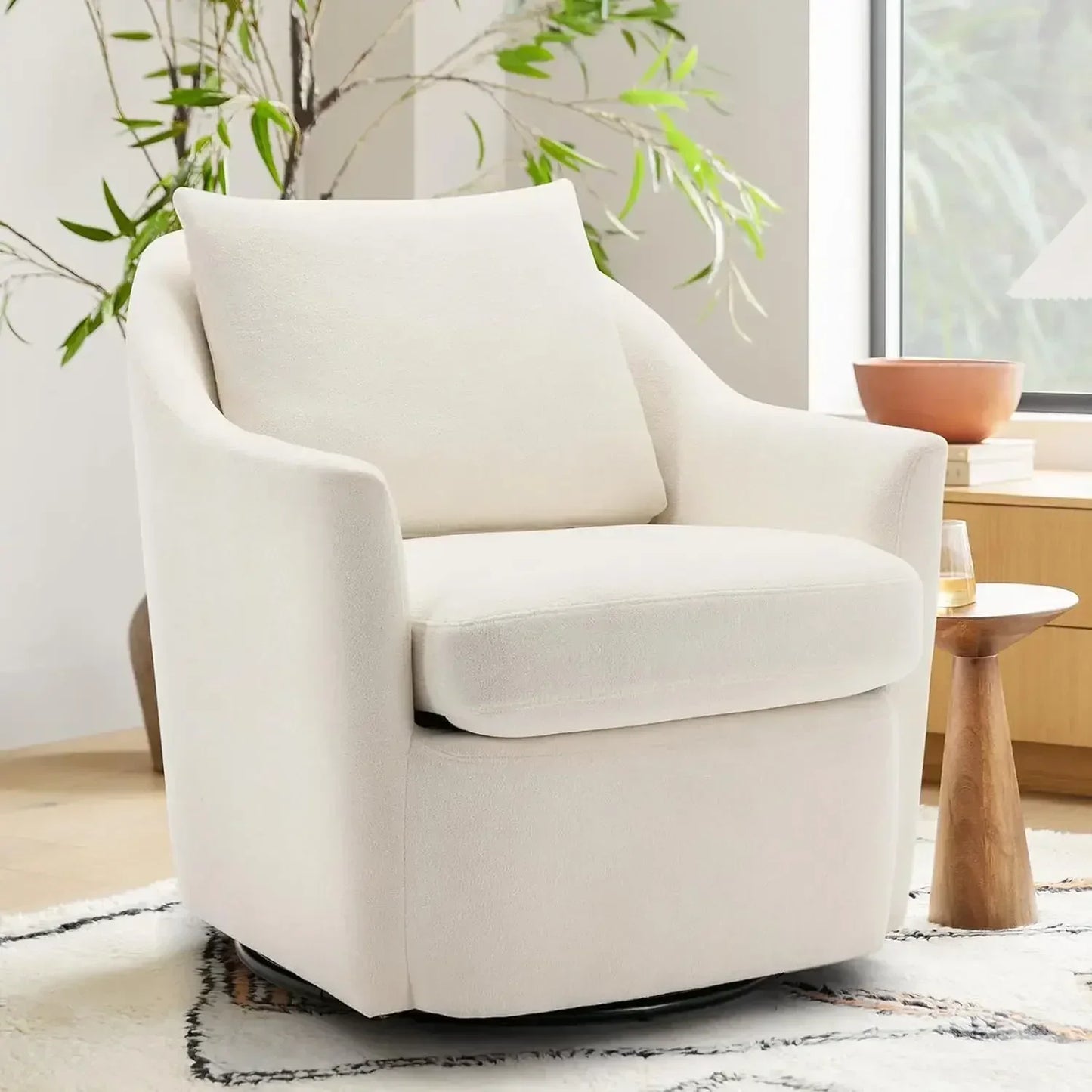 Linen Dining Chair with Casters Modern Storage Seat Design for Relaxing Upholstered Arm Chair, Single Sofa Chair