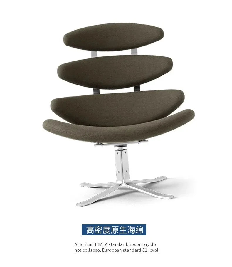 Modern simple chair stainless steel fish bone artistic sense high sense single sofa chair lazy