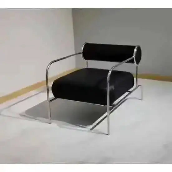 Nordic Fabric Living Room Chairs Stainless Steel Single Sofa Recliner European Living Room Furniture Home Leisure Back Armchair