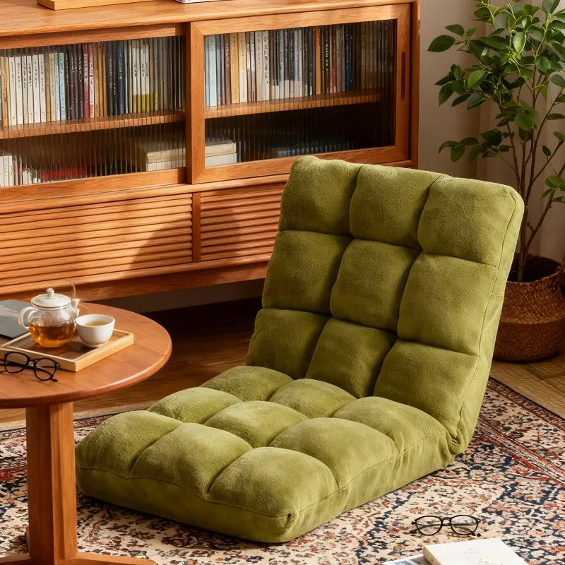 Foldable Floor Sofa Chair, Lazy Bag Bed for Living Room, Portable Lounger with Removable Cover, Easy Storage Ottoman for Bedroom