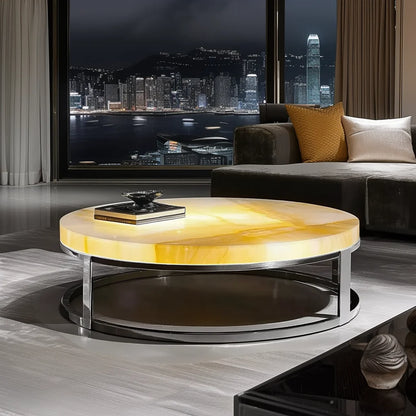 Square modern high-end coffee table expandable luminous jade natural marble living room home furniture