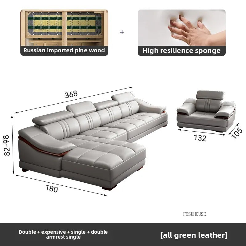 Italian Light Luxury Living Room Sofas Combination Nordic Double Sofas for Living Room Home Furniture Designer Leather Back Sofa
