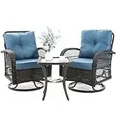 QAZ8-7 Piece Patio Furniture Set Fire Pit Table. Outdoor Conversation Sets Wicker Rattan Sectional Sofa with Coffee TSZ