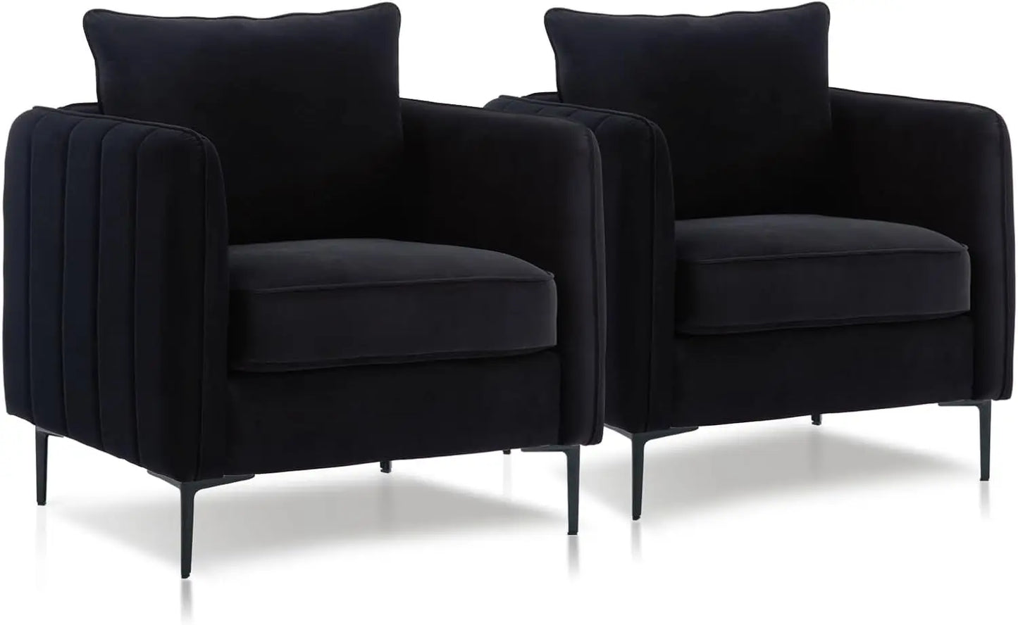 Velvet Accent Chairs Set of 2, Modern Upholstered Sofa Chair, Comfy Armchair with Thick Cushion & Metal Legs, Customized