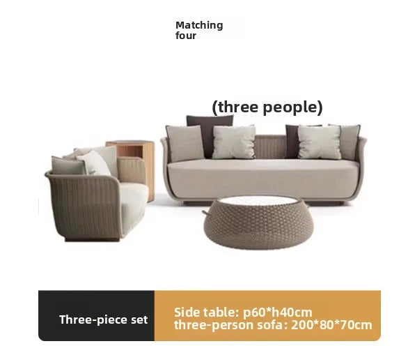 Italian Style Modern Luxury Waterproof Outdoor Rattan Garden Sofa Set For Hotels And Villas For Courtyard