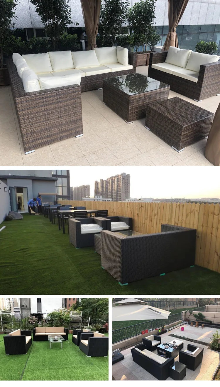 Outdoor courtyard, rattan sofa, booth, garden terrace, villa, rattan chair combination, leisure scenic spot, public place furnit