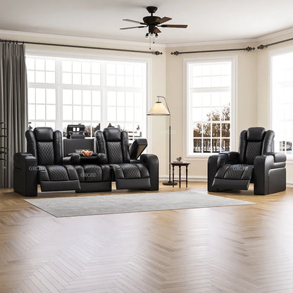 Luxury Theater Furniture Black Color 3seater Electric Cinema Sofa Home Theater Sofa Cinema Living Room Recliner Sofa Chair