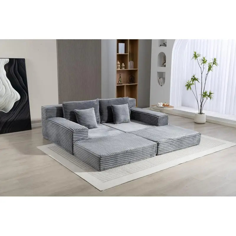 Double Lounge Chaise, Plush Sofa Bed, Upholstered Cloud Sofa, Deep Seat Sleeper Loveseat Chair for Living Room and Bedroom,