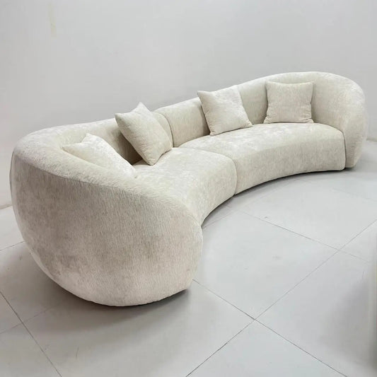 -For  Modern Luxury Cream-Colored High-Quality Fabric Nordic Lambswool Curved Sofa Living Room Sectional Set*