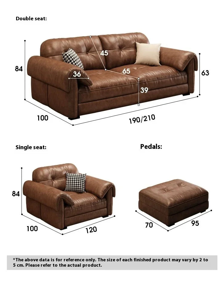 Minimalist Brown Sleep Sofa Faux Leather Designer Loveseat Lazy Sofa Couch Cloud Divano Da Soggiorno Living Room Furniture