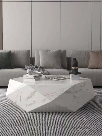 Postmodern tea table simple polygonal tea table Amazon green Italian light luxury rock slab special-shaped coffee table designer