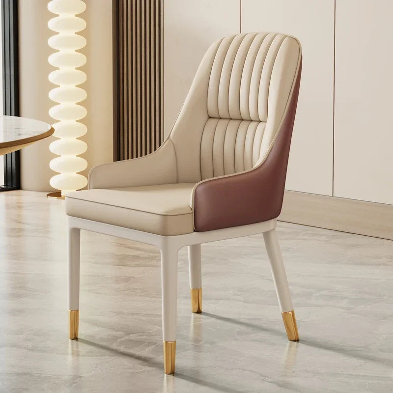 Modern Faux Dining Chairs Kitchen Metal Leather Nordic Home Dining Chairs Luxury European Chaises Salle Manger Furnitures