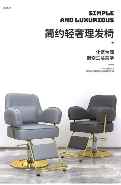 Furniture Fashionable Grey Barber Chair Glamour Elegant Barbería Professional Comfy Hairdressing Chair Modern Simple Silla De