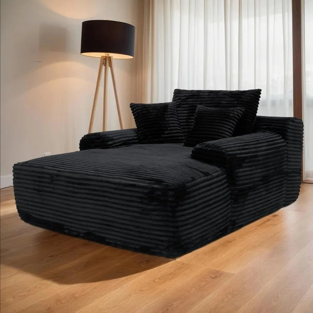 ZS019 Easyhomesofa Oversize Chaise Lounge Chair Indoor,Boneless Couch,Plush Corduroy Sleeper Sofa Bed