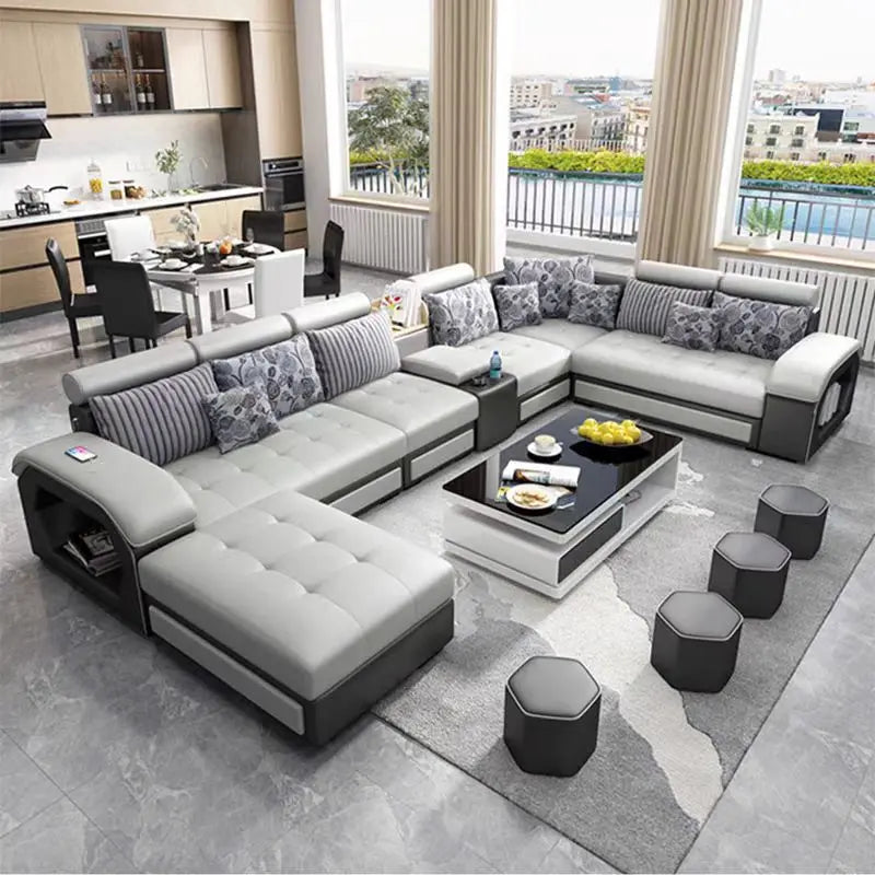 Nordic Italy Leather Lounge Genuine Leather Sectional Big Sofa l Shape Living Room Sofas Leather Luxury Corner Furniture