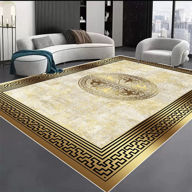Nordic Golden Geometry Carpets for Living Room Home Bedroom Decoration Rug Luxury Parlor Study Decor Rugs Sofa Table Beside Mats