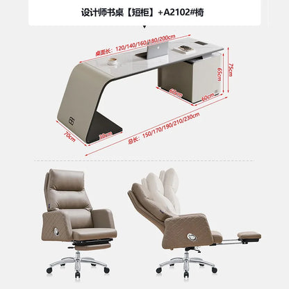High end light luxury stone table, high-end office desk and chair combination, home L-shaped computer, high-end medical beauty