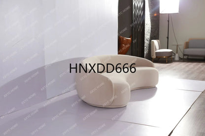 Fabric Minimalist Designer Living Room Arc Cashew Sofa Beauty Salon Lambswool Sofa