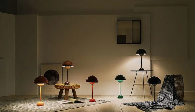 Nordic modern minimalist bedroom bedside lamp creative  flower bud cream style small table