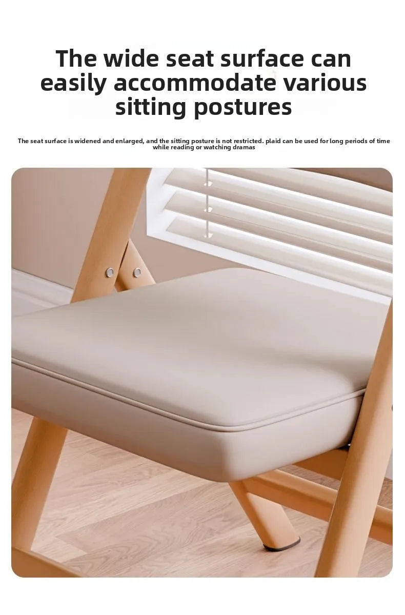 PU Leather Folding Chair Metal Frame Wood Grain Finish Comfortable Padded Seat Space Saving Dining Office Makeup Desk Chair
