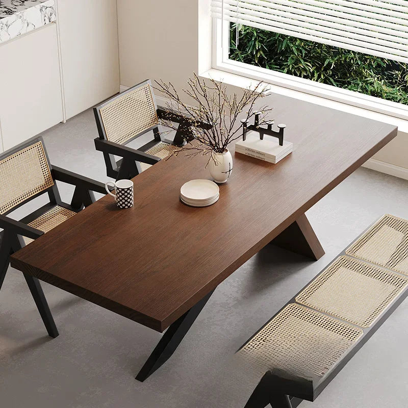 Nordic designer medium antique solid wood dining table, wabi-sabi wind home rectangular desk, living room eating table