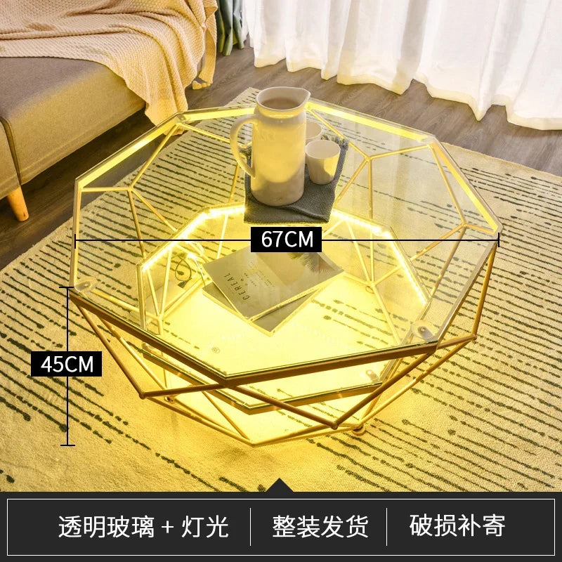 Nordic Glass Living Room Coffee Tables Light Luxury Modern Toughened Glass Bedroom Corner Table Iron Coffee Table Home Furniture
