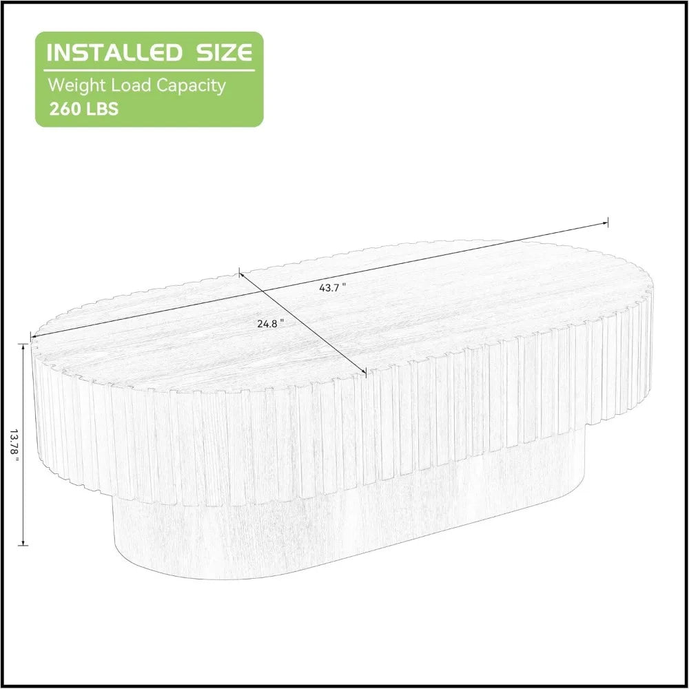 Modern Drum Style Wooden Coffee Table, 43.7