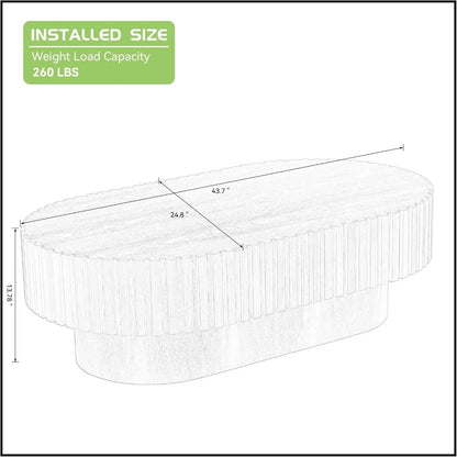 Modern Drum Style Wooden Coffee Table, 43.7" Diameter, for Living Room and Tea Time
