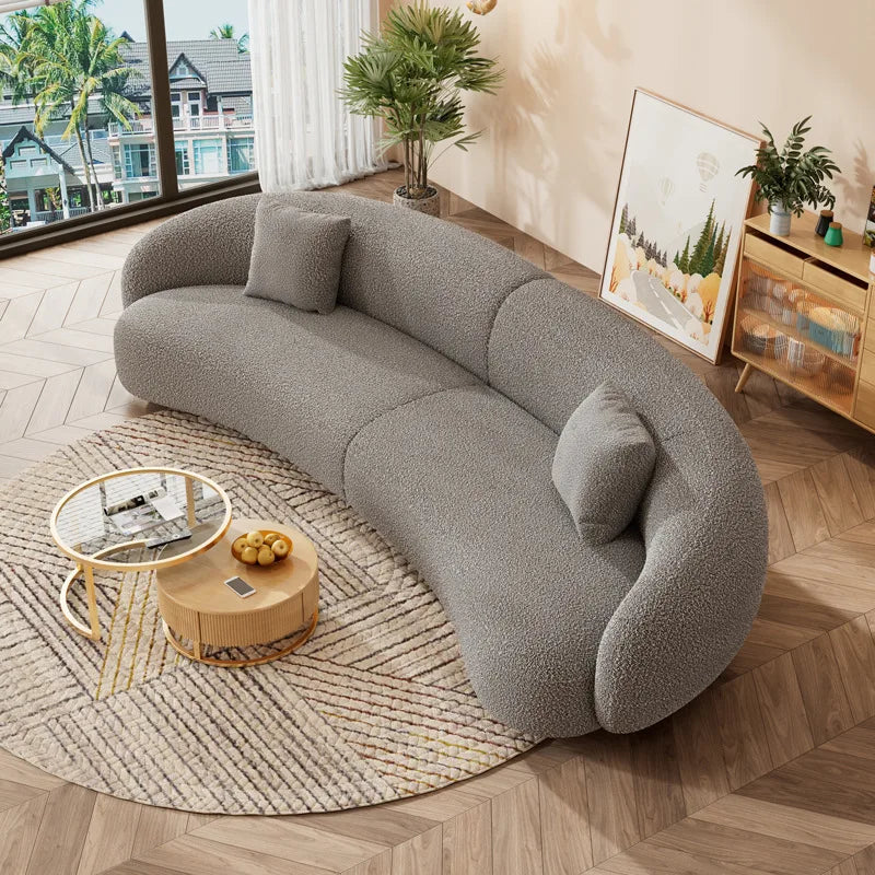 Hot Sale Modern Luxury Living Room Furniture White Couch Living Room Sofas Curved Velvet Sofa Set Fabric Sofa for Home