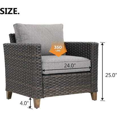 Outdoor Furniture, Patio Wicker Sectional Sofa Modular Furniture Set Single Sofa with Thick Cushions for Deck Porch Poolside Ga