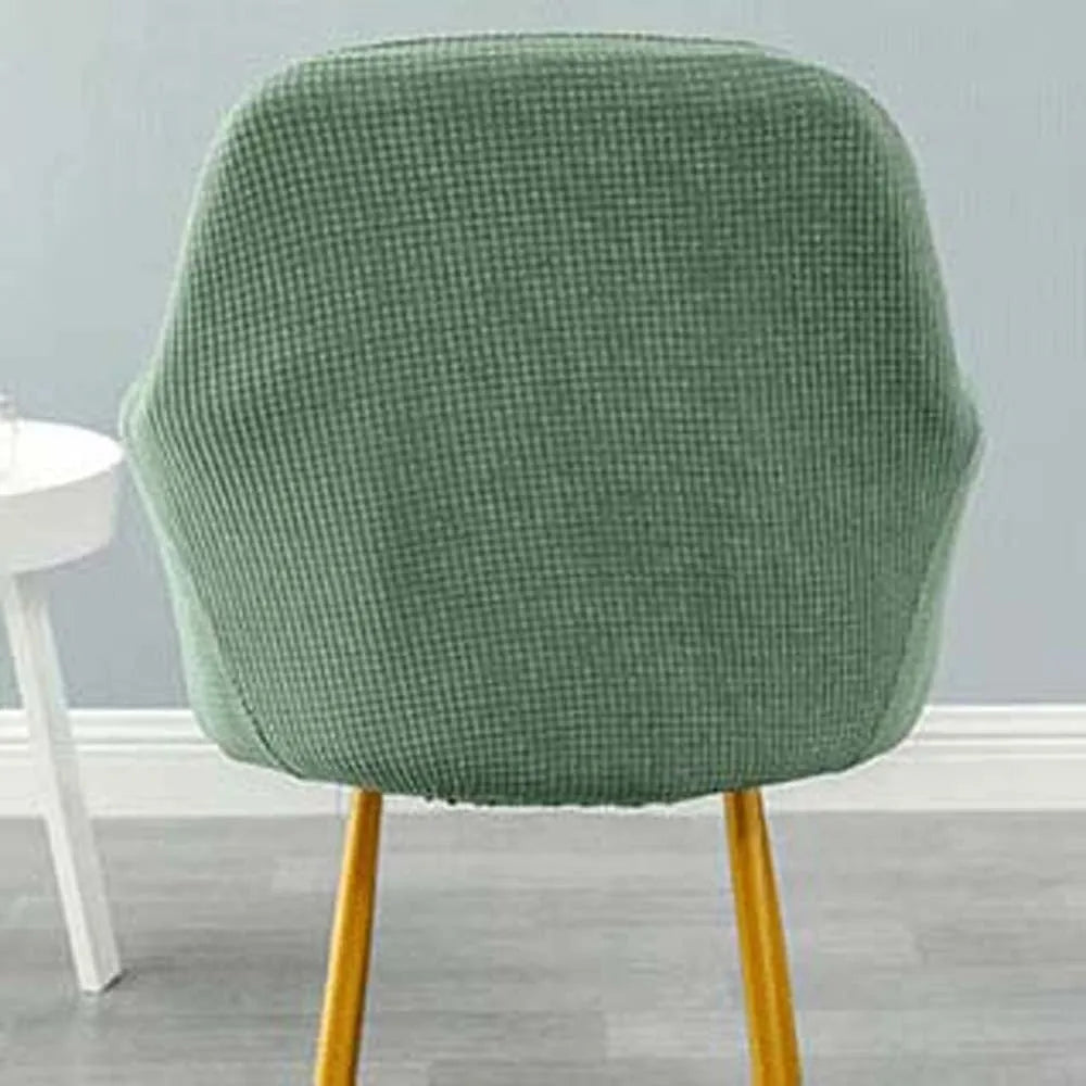 Simple Elastic Curved Chair Cover Plaid All-wrap Solid Color Seat Protection Dust Proof Flannel Wear for Chairs Family Dinner