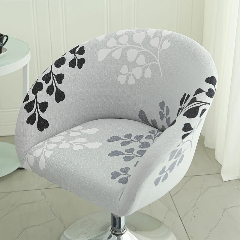 Semi-Circular Print Elastic Bar Low Back Chair Cover Dustproof for Living Room Bedroom Restaurant Hotel Furniture Accessories