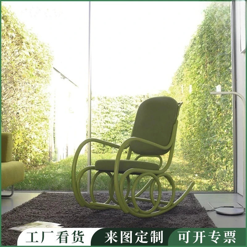 Natural rattan Nordic Ins rocking chair balcony chair living room home lazy rocking simple recliner nap