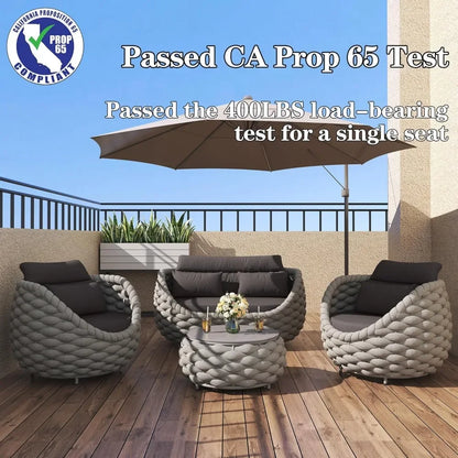 Hot salesOutdoor Patio Furniture Set 6 Pieces Aluminum Sectional Sofa, Metal Patio Conversation Set with Threeseat, Loveseat & A