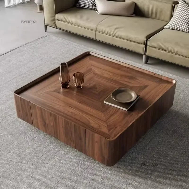 Nordic Solid Wood Coffee Tables Modern Coffee Tables for Living Room Furniture Design Sofa Side Tea Tables Organizer Drawers