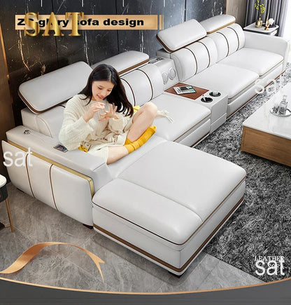 For Nordic 1 2 3  L Shape Luxury Leather Living Room Furniture Sectional Sofa Couch
