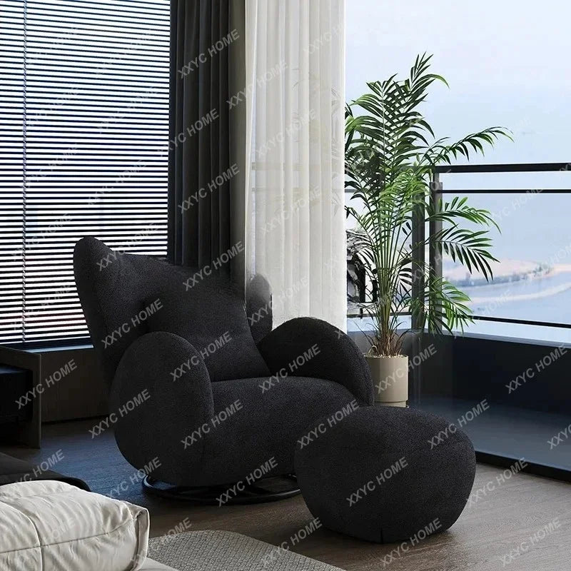 Rotatable antelope single sofa living room fabric leisure chair antique bedroom home lazy sofa