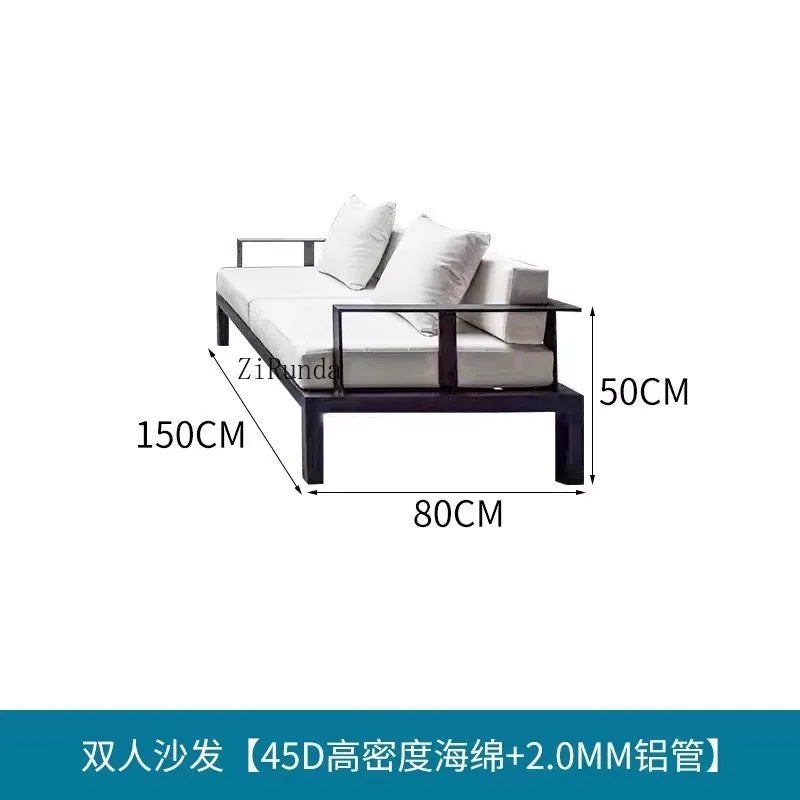Outdoor sofa aluminum alloy outdoor waterproof sunscreen leisure sofa chair