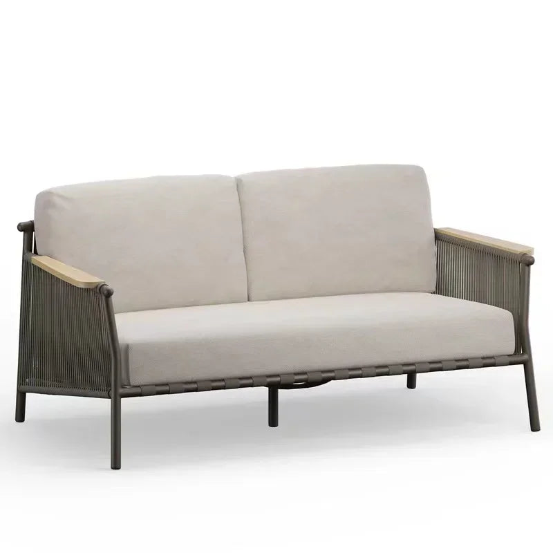 New Chinese solid wood sofa combination Zen walnut color modern villa ash living room solid wood sofa