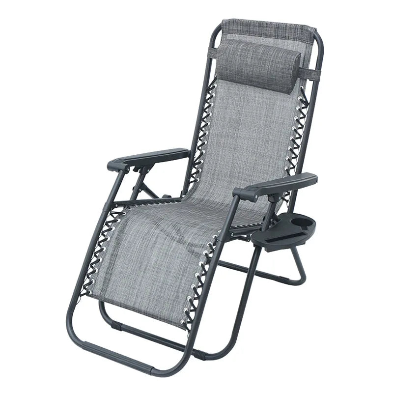 Portable Zero Gravity Lounge Chair – Folding Recliner with Lock, Cup Holder & Pillow for Patio Garden Balcony Camping Beach