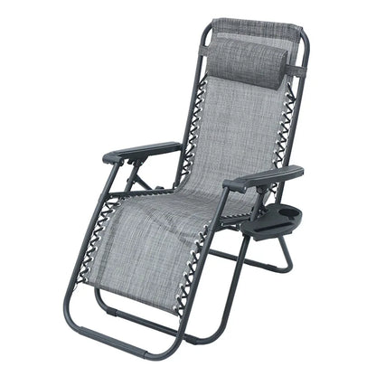 Portable Zero Gravity Lounge Chair – Folding Recliner with Lock, Cup Holder & Pillow for Patio Garden Balcony Camping Beach