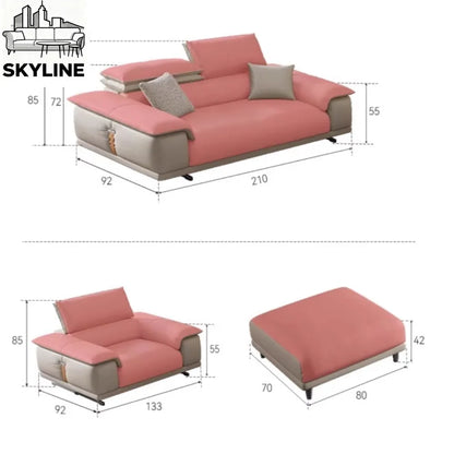 Genuine Leather Italian Living Room Sofa Luxury Lounge Designer Minimalist Sofas Modern Family Muebles Furniture Decoration