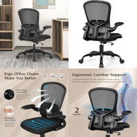 ergonomic office chair with swivel, adjustable height and lumbar support, wheels for pc desk