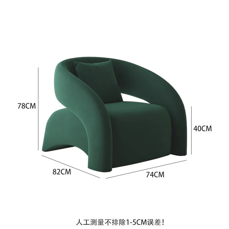 Internet celebrity single chair, living room lazy single sofa leisure chair, light luxury curved balcony chair