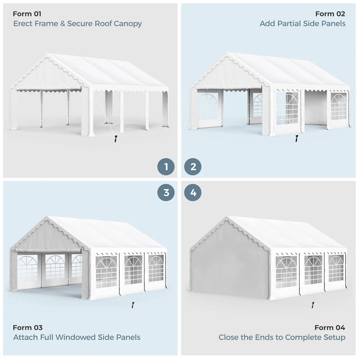 16x20FT Party Tent Heavy Duty, Large Wedding Event Shelters with 3 Carry Bags & Removable Sidewalls, Outdoor Canopy, Customized