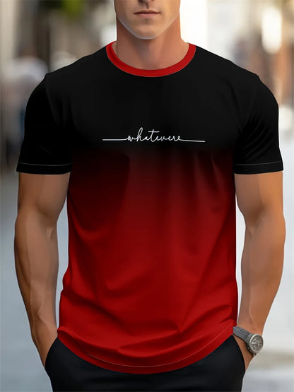 Men's Summer Letter Pattern Printed T-Shirt Men's Breathable Comfortable Simple Round Neck T-Shirt Outdoor Sports Casual Top