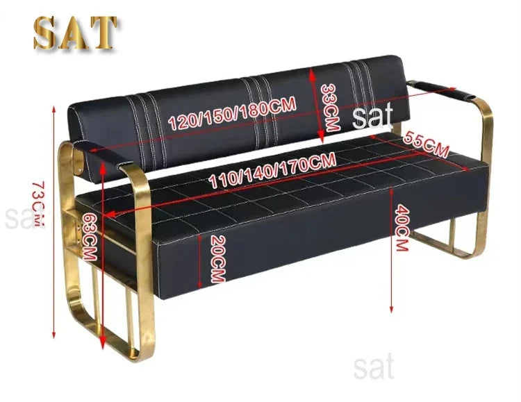 -Good Beauty Salon Station Waiting Sofa Barber Shop Reception Couch Leather Waiting Chair
