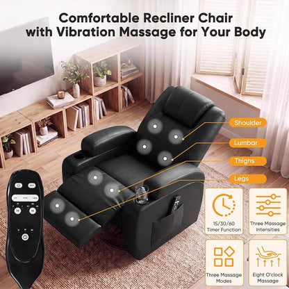Recliner Chair, 360° Swivel Rocker Chair for Adults, Rocking Recliner Chair with Massage, Comfy Single Sofa with Side, Custom